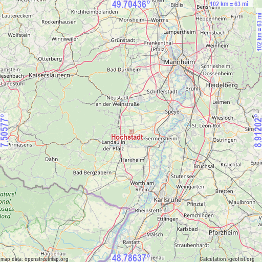 Hochstadt on map