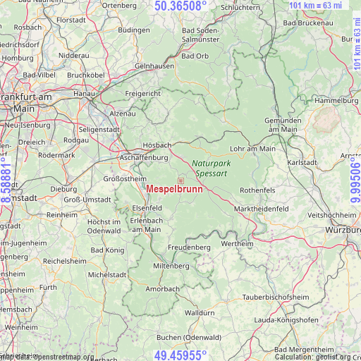 Mespelbrunn on map
