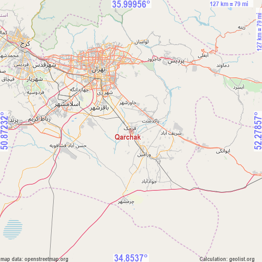 Qarchak on map