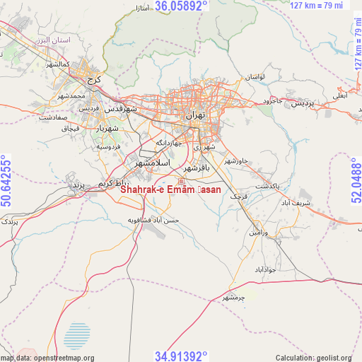 Shahrak-e Emām Ḩasan on map