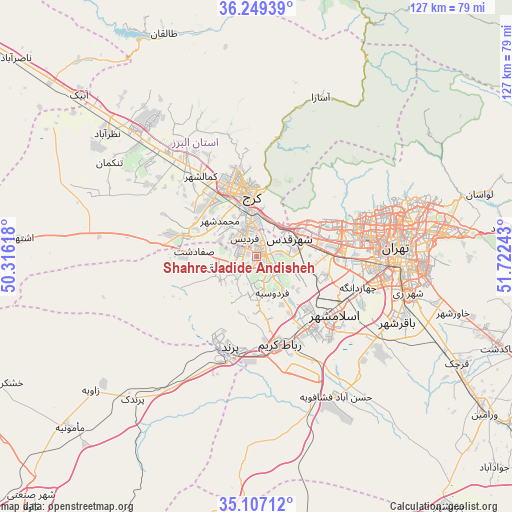 Shahre Jadide Andisheh on map