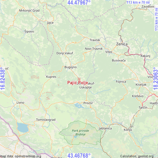 Pajić Polje on map