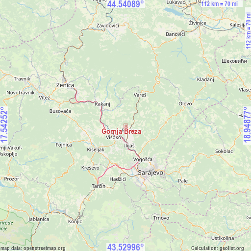 Gornja Breza on map