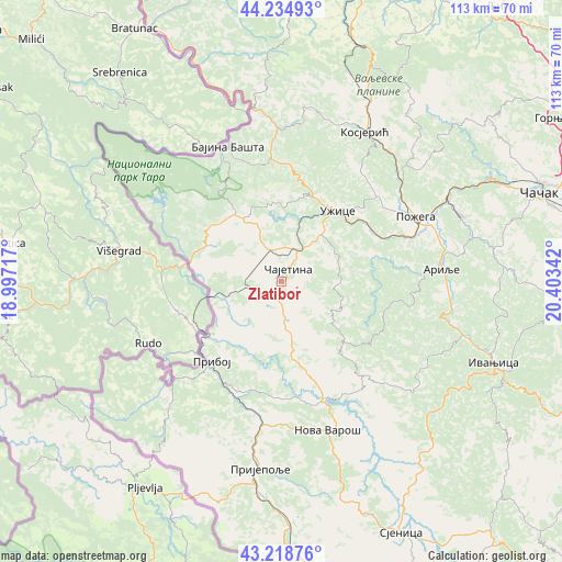 Zlatibor on map