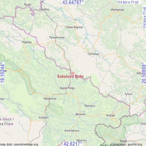 Sokolovo Brdo on map