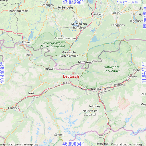 Leutasch on map