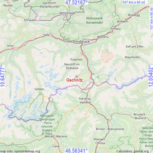 Gschnitz on map