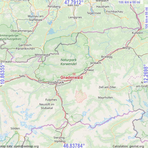 Gnadenwald on map