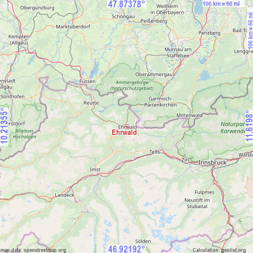 Ehrwald on map