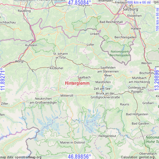 Hinterglemm on map