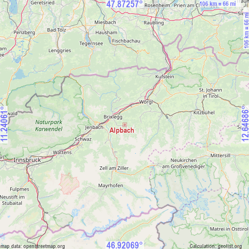 Alpbach on map