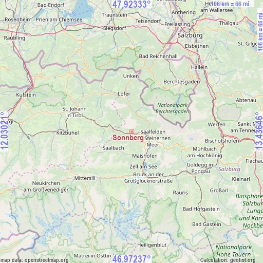 Sonnberg on map
