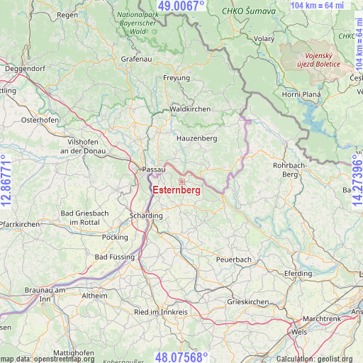 Esternberg on map