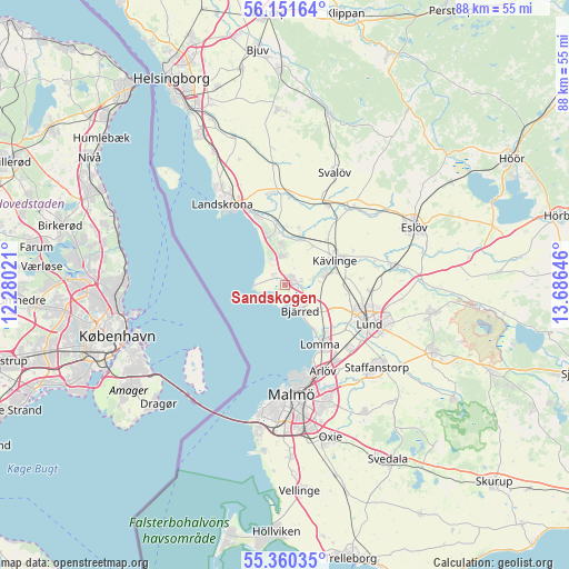Sandskogen on map