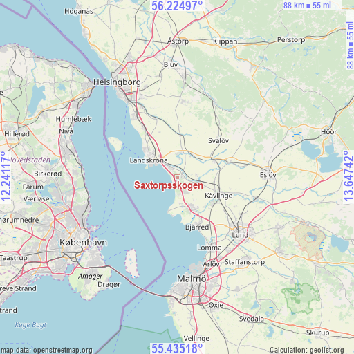 Saxtorpsskogen on map
