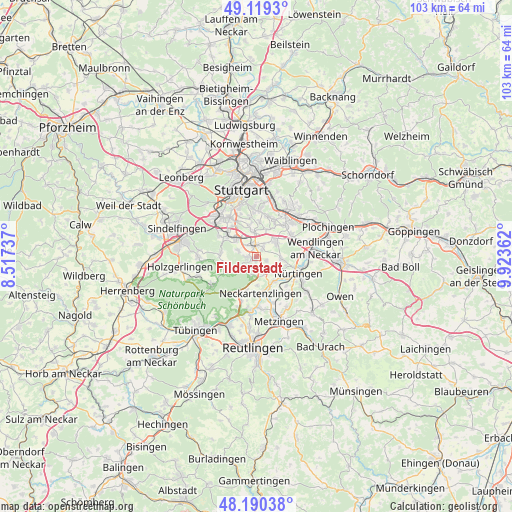 Filderstadt on map