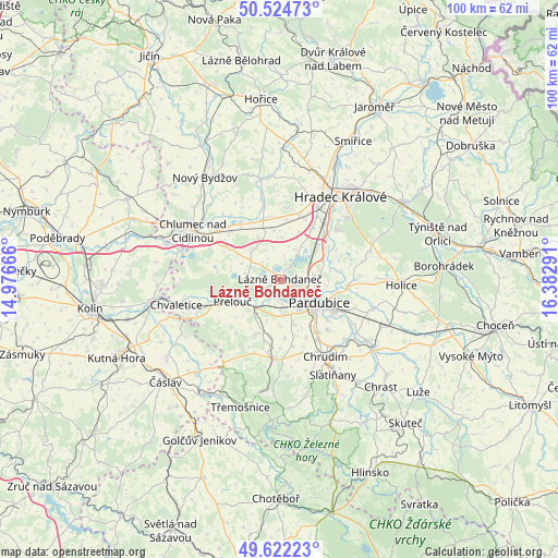 Lázně Bohdaneč on map