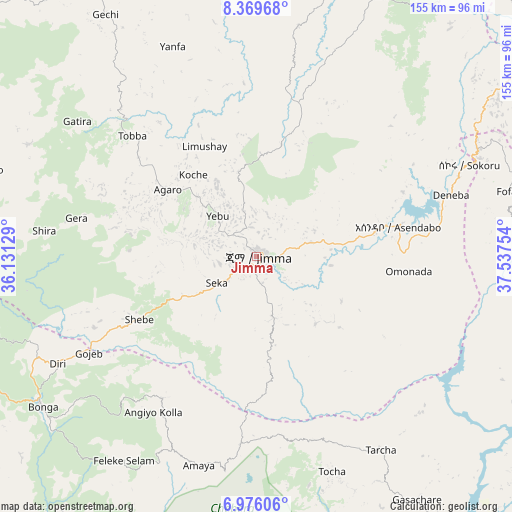 Jimma on map