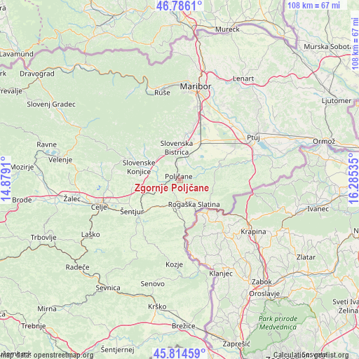 Zgornje Poljčane on map