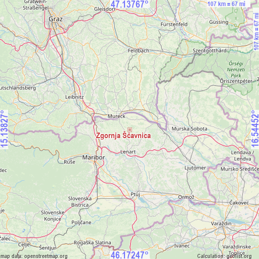 Zgornja Ščavnica on map