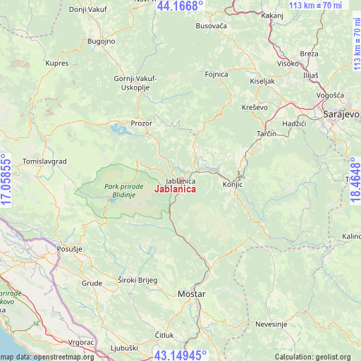 Jablanica on map