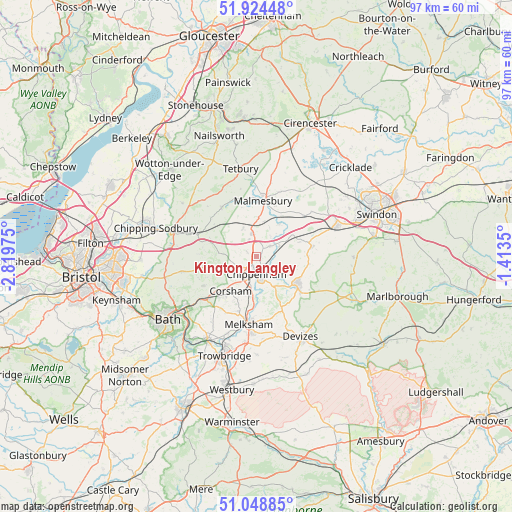 Kington Langley on map