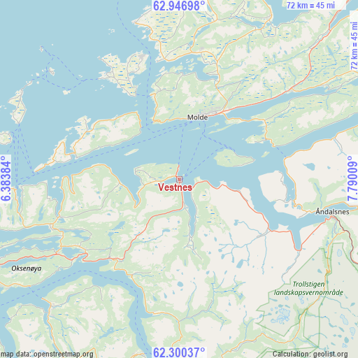 Vestnes on map