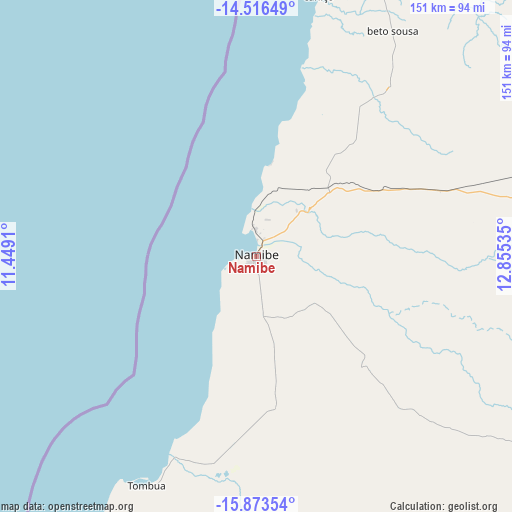 Namibe on map