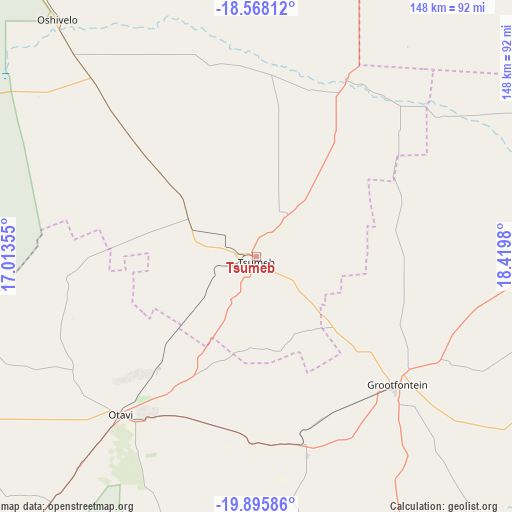 Tsumeb on map