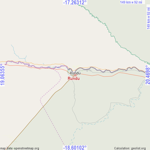 Rundu on map