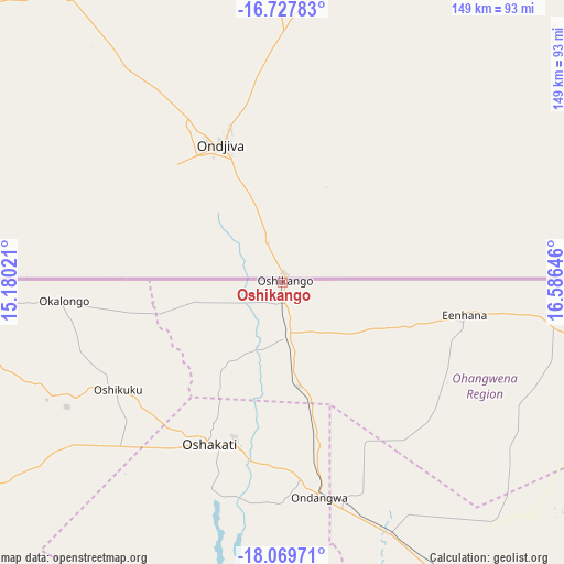 Oshikango on map