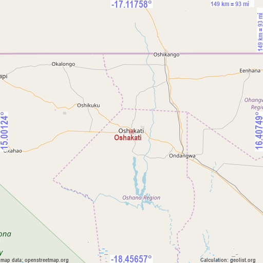 Oshakati on map