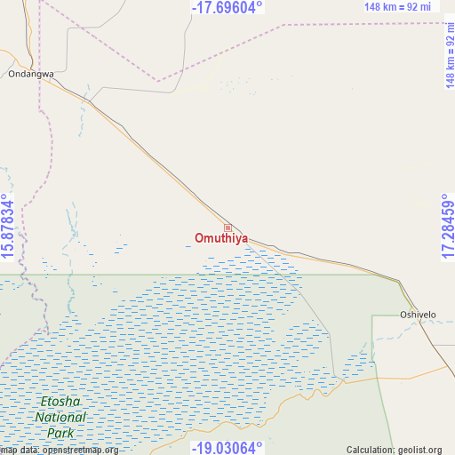 Omuthiya on map