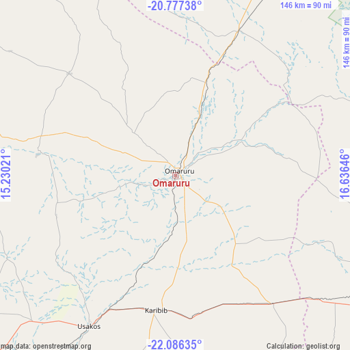 Omaruru on map