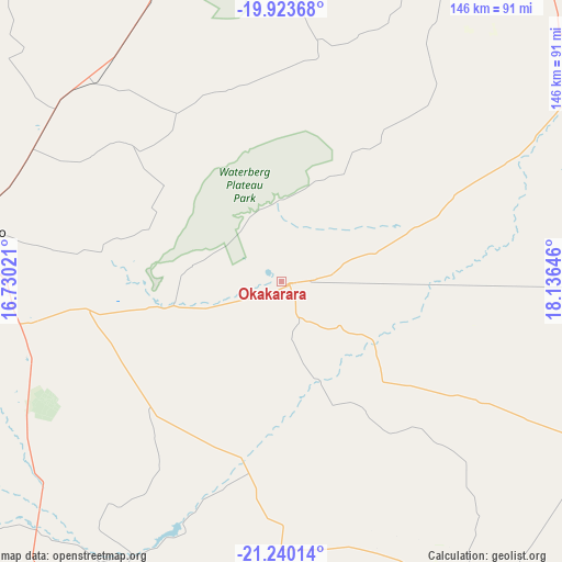 Okakarara on map