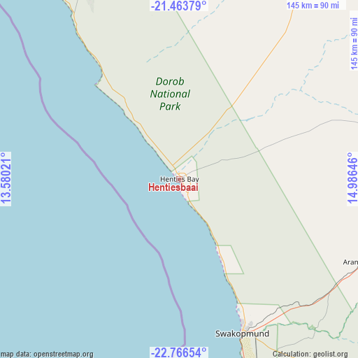 Hentiesbaai on map