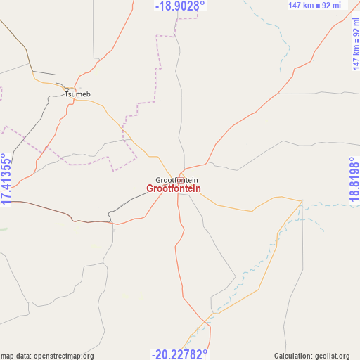 Grootfontein on map