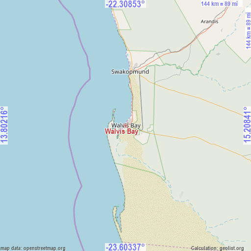 Walvis Bay on map