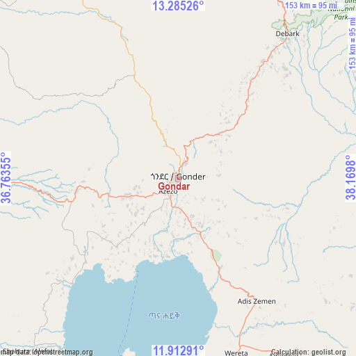 Gondar on map