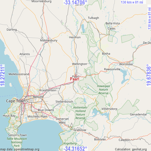 Paarl on map