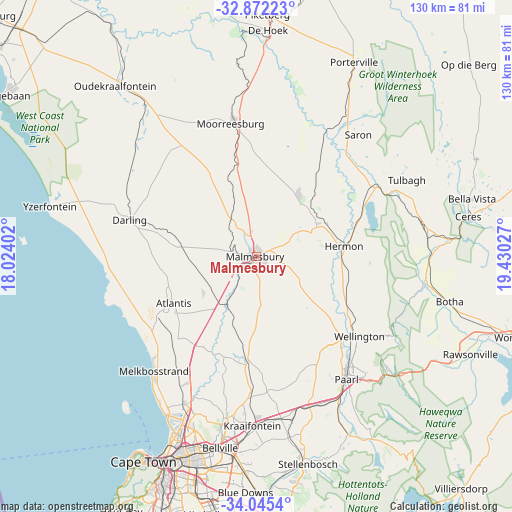 Malmesbury on map
