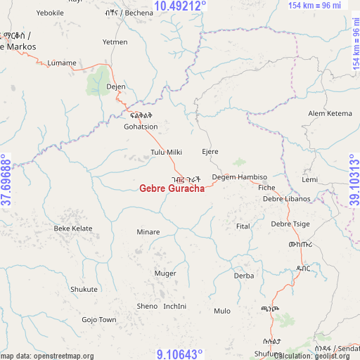 Gebre Guracha on map