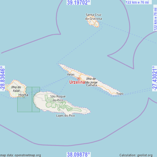 Urzelina on map