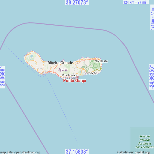 Ponta Garça on map