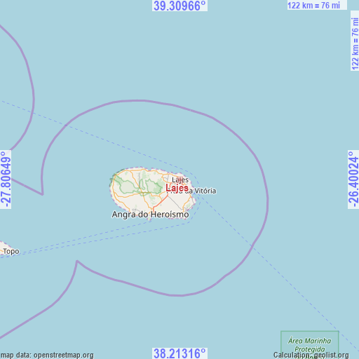 Lajes on map