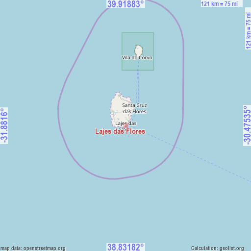 Lajes das Flores on map