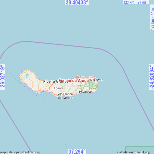 Fenais da Ajuda on map