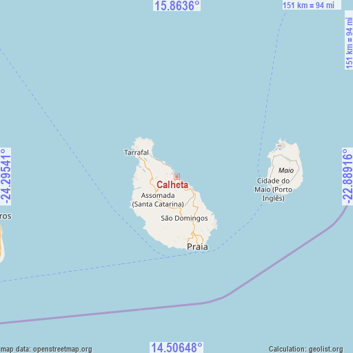 Calheta on map