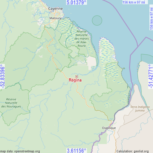 Régina on map