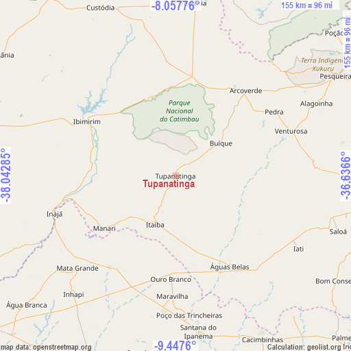 Tupanatinga on map